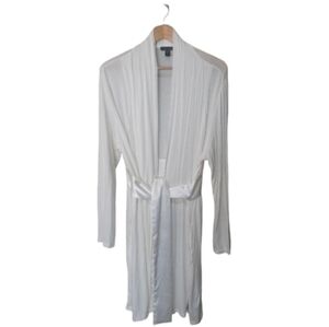 Midnight Carole Hoachman Women's Size Large Zigon Robe With Satin Tie in White